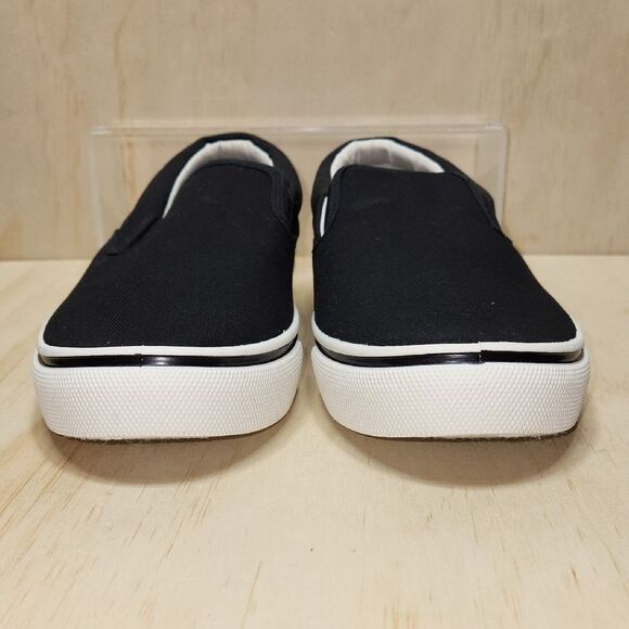 George Black and White Slip-On Sneakers Men 9.5 Loafer Canvas - Picture 5 of 9